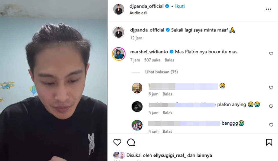 DJ Panda Klarifikasi, Plafon Bocor Bikin Gagal Fokus [Instagram]